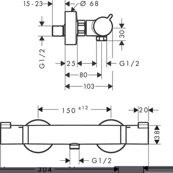 Hansgrohe Thermostatische Douchekraan EcoStat Comfort Zwart 2 Hansgrohe Thermostatische Douchekraan EcoStat Comfort Zwart - Afbeelding 2