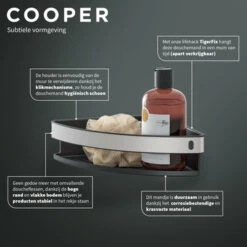 Tiger Hoekdouchemand Cooper 21 Cm RVS/zwart -Badkamer Winkel 123 1300