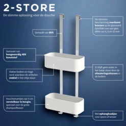 Tiger Doucherek Ophangbaar 2-store 25cm Wit -Badkamer Winkel 123 1367