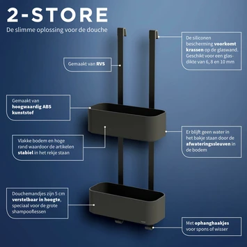 Tiger Doucherek Ophangbaar 2-store 25cm Zwart 6 Tiger Doucherek Ophangbaar 2-store 25cm Zwart - Afbeelding 6