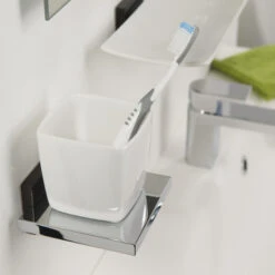 Tiger Bekerhouder Zenna Hangend Met Beker Chroom/Wengé -Badkamer Winkel 123 1539