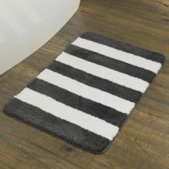 Sealskin Badmat Linje Grijs Met Wit 90x60 Cm -Badkamer Winkel 123 1755