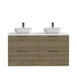 Tiger Badkamermeubel Studio 120cm Chalet Eik/witte Waskom Met Profielgreep