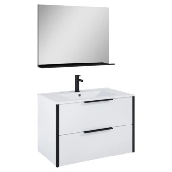 Atlantic Badmeubelset Aria met Spiegel En Witte wastafel 80cm Mat Wit 1 Atlantic Badmeubelset Aria met Spiegel En Witte wastafel 80cm Mat Wit