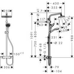 Hansgrohe Regendouche MySelect E 240 Vierkant Met Thermostatische Douchekraan En Handdouche 5 Hansgrohe Regendouche MySelect E 240 Vierkant Met Thermostatische Douchekraan En Handdouche -Badkamer Winkel 123 2410