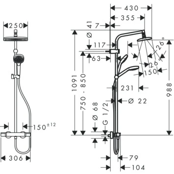 Hansgrohe Regendouche MySelect E 240 Vierkant Met Thermostatische Douchekraan En Handdouche 3 Hansgrohe Regendouche MySelect E 240 Vierkant Met Thermostatische Douchekraan En Handdouche - Afbeelding 3