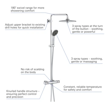 Grohe Douchesysteem Vitalio Joy 260 Cooltouch Met Thermostaatkraan Quickfix Chroom 4 Grohe Douchesysteem Vitalio Joy 260 Cooltouch Met Thermostaatkraan Quickfix Chroom - Afbeelding 4