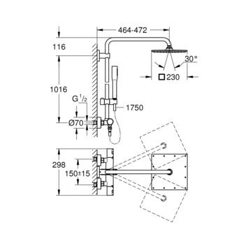Grohe Regendouche Vitalio Joy XXL Ø23 Cm Met Thermostatische Douchekraan 3 Grohe Regendouche Vitalio Joy XXL Ø23 Cm Met Thermostatische Douchekraan - Afbeelding 3