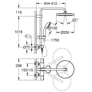 Grohe Douchesysteem Vitalio Start 250 Rond Met Thermostaatkraan QuickFix Mat Zwart 6 Grohe Douchesysteem Vitalio Start 250 Rond Met Thermostaatkraan QuickFix Mat Zwart - Afbeelding 6