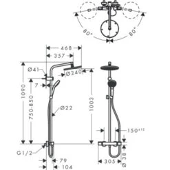 Hansgrohe Regendouche MySelect S 240 Rond Met Thermostatische Douchekraan En Handdouche -Badkamer Winkel 123 2614