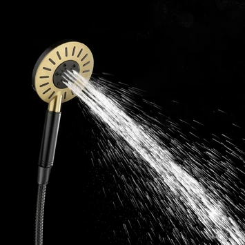 Tiger Regendoucheset Akcent Zwart/messing Incl Kraan En Handdouche Met 3 Straalstanden 4 Tiger Regendoucheset Akcent Zwart/messing Incl Kraan En Handdouche Met 3 Straalstanden - Afbeelding 4