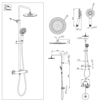 Tiger Regendoucheset Akcent Zwart/messing Incl Kraan En Handdouche Met 3 Straalstanden 8 Tiger Regendoucheset Akcent Zwart/messing Incl Kraan En Handdouche Met 3 Straalstanden - Afbeelding 8