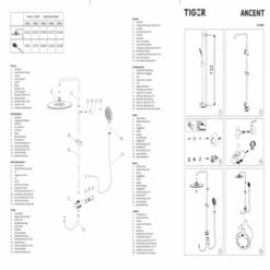 Tiger Regendoucheset Akcent Zwart Messing -Badkamer Winkel 123 2681