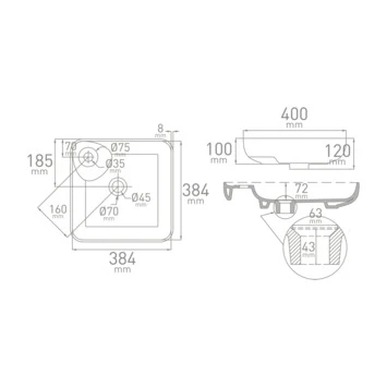 Van Marcke Waskom Fontana Opbouw Wit Keramiek 40x40x12.5 Cm 3 Van Marcke Waskom Fontana Opbouw Wit Keramiek 40x40x12.5 Cm - Afbeelding 3