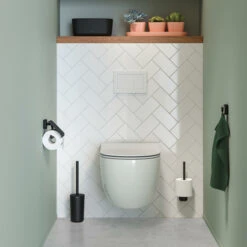 Tiger Toiletrolhouder Carv Met Klep Zwart -Badkamer Winkel 123 3048