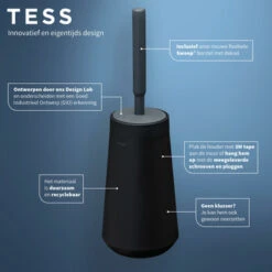 Tiger Toiletborstelhouder TESS Met Swoop Borstel Flexibel Zwart/antraciet 18 Tiger Toiletborstelhouder TESS Met Swoop Borstel Flexibel Zwart/antraciet -Badkamer Winkel 123 3260