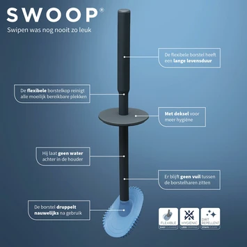 Tiger Toiletborstelhouder TESS Met Swoop Borstel Flexibel Zwart/antraciet 9 Tiger Toiletborstelhouder TESS Met Swoop Borstel Flexibel Zwart/antraciet - Afbeelding 9
