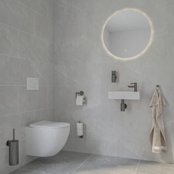 Marho Toiletrolhouder Luxor Met Klep Gun Metal 3 Marho Toiletrolhouder Luxor Met Klep Gun Metal - Afbeelding 3