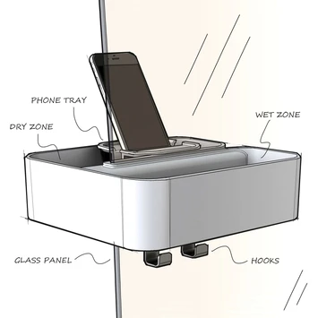 Tiger Douchemand Voor Douchewand 2-store Wit 4 Tiger Douchemand Voor Douchewand 2-store Wit - Afbeelding 4
