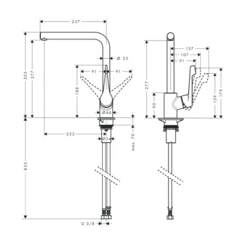 Hansgrohe Keukenkraan Cento L 1-greeps 2 Hansgrohe Keukenkraan Cento L 1-greeps - Afbeelding 2