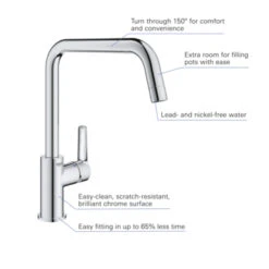 Grohe Keukenkraan Start Hoge U-uitloop QuickFix Chroom 15 Grohe Keukenkraan Start Hoge U-uitloop QuickFix Chroom -Badkamer Winkel 123 4236