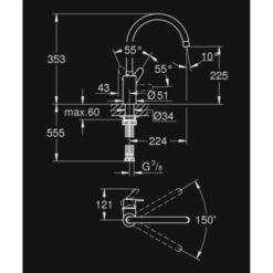 GROHE Keukenkraan Get Met Hendel En Hoge Uitloop Chroom 8 GROHE Keukenkraan Get Met Hendel En Hoge Uitloop Chroom -Badkamer Winkel 123 4261