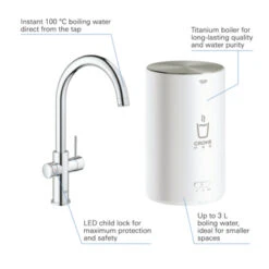 Grohe Red Compact Keukenkraan Met C-uitloop En 4 Liter Kokend Water Boiler Supersteel -Badkamer Winkel 123 4299