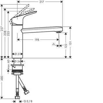 Hansgrohe Keukenkraan Focus M43 Met Hendel RVS 120 2 Hansgrohe Keukenkraan Focus M43 Met Hendel RVS 120 - Afbeelding 2