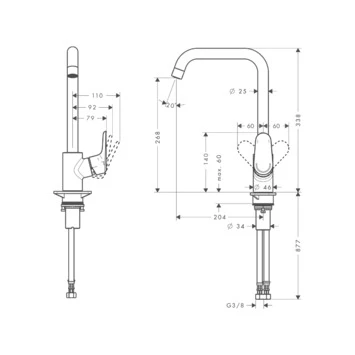 Hansgrohe Keukenkraan Ecos L Met Hendel Chroom 3 Hansgrohe Keukenkraan Ecos L Met Hendel Chroom - Afbeelding 3