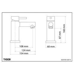 Tiger Wastafelkraan Boston Met Hendel RVS -Badkamer Winkel 123 4430