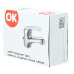 OK Wastafelkraan Met Hendel En Waste Chroom 23 OK Wastafelkraan Met Hendel En Waste Chroom -Badkamer Winkel 123 4501