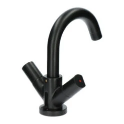 Aqualino Wastafelkraan Fortore 2-knops Met Waste Zwart -Badkamer Winkel 123 4515