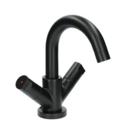 Aqualino Wastafelkraan Fortore 2-knops Met Waste Zwart -Badkamer Winkel 123 4517