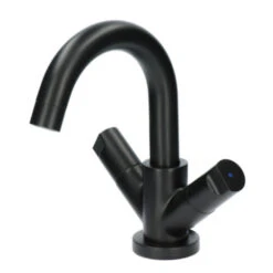 Aqualino Wastafelkraan Fortore 2-knops Met Waste Zwart -Badkamer Winkel 123 4525