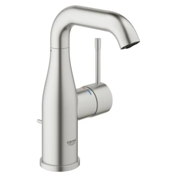 GROHE Wastafelkraan Essence M-size Met Hendel En Waste Supersteel 1 GROHE Wastafelkraan Essence M-size Met Hendel En Waste Supersteel