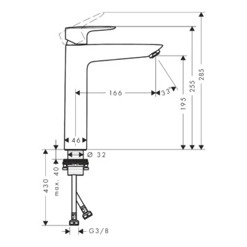 Hansgrohe Mysport XL Wastafelkraan Eengreeps Met Waste 2 Hansgrohe Mysport XL Wastafelkraan Eengreeps Met Waste - Afbeelding 2
