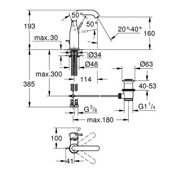 GROHE Wastafelkraan Essence M-size Met Hendel En Waste Hard Graphite 2 GROHE Wastafelkraan Essence M-size Met Hendel En Waste Hard Graphite - Afbeelding 2