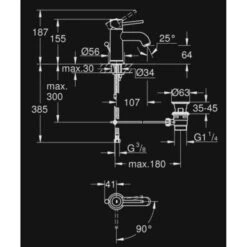 GROHE Wastafelkraan Start Classic S-size Met Hendel En Waste Chroom -Badkamer Winkel 123 4637