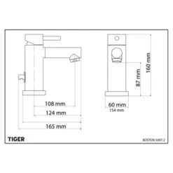 Tiger Wastafelkraan Boston Met Hendel En Waste Chroom -Badkamer Winkel 123 4657