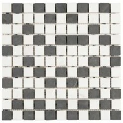 Mozaiek Wit/Zwart/Grijs 30x30cm -Badkamer Winkel 123 5129