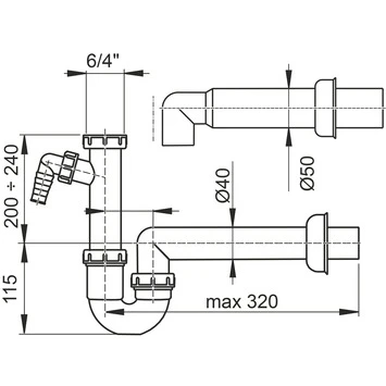 Sanivesk Universele Sifon 6/4x40mm Wit 2 Sanivesk Universele Sifon 6/4x40mm Wit - Afbeelding 2