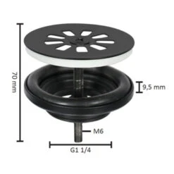 Differnz Afvoerplug Voor Fontein Mat Zwart 4 Differnz Afvoerplug Voor Fontein Mat Zwart -Badkamer Winkel 123 5297