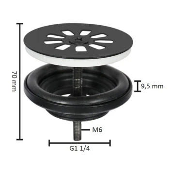 Differnz Afvoerplug Voor Fontein Mat Zwart 2 Differnz Afvoerplug Voor Fontein Mat Zwart - Afbeelding 2