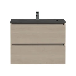 Tiger Karlo Badkamermeubel 80 Cm Naturel Eiken Met Wastafel Zwart -Badkamer Winkel 123 55