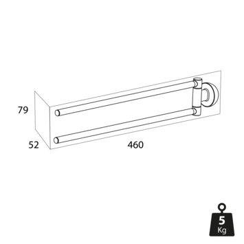 Tiger 2-armig Handdoekrek Cooper RVS/zwart 5 Tiger 2-armig Handdoekrek Cooper RVS/zwart - Afbeelding 5